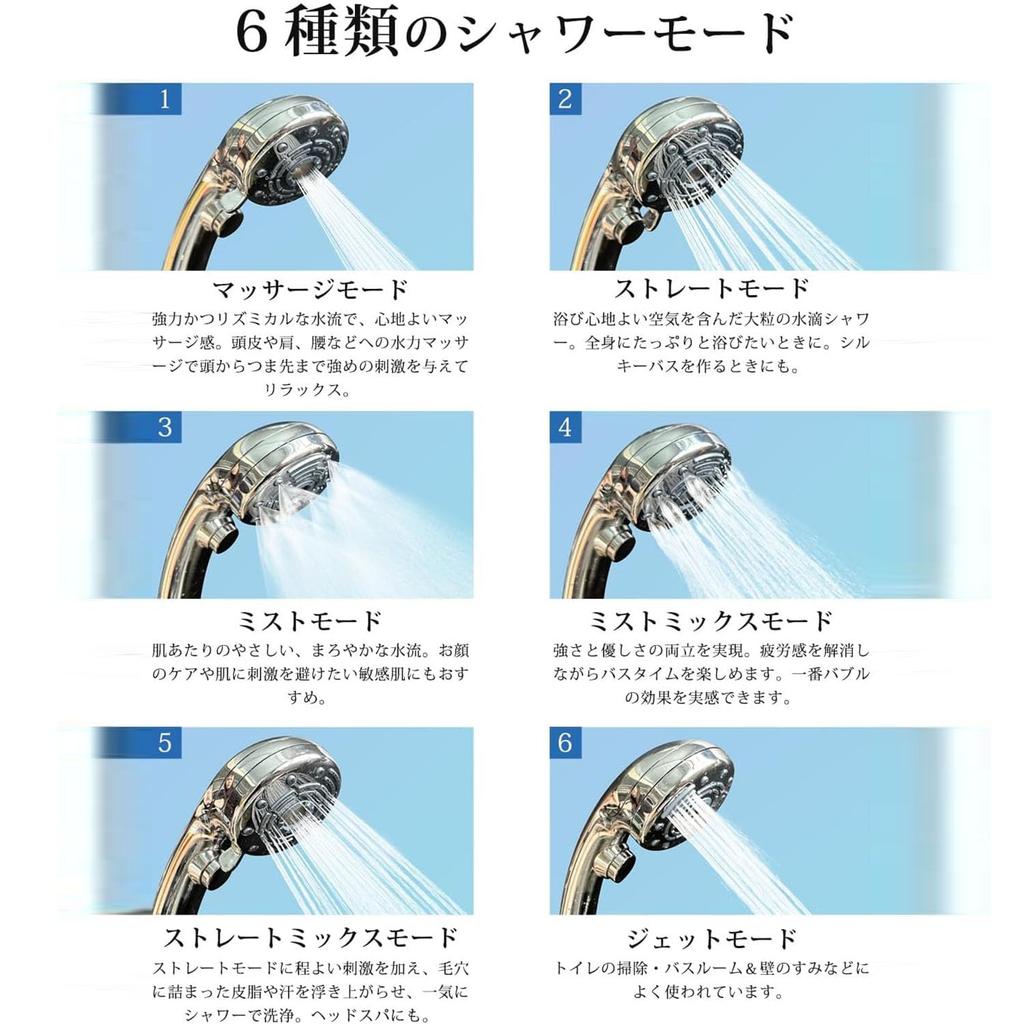 Shower Head with 6 Water Flow Bubbles that Penetrate Deeply into the and Superior Mist Shower Head with Nano Water Water High Water Easy Compatible