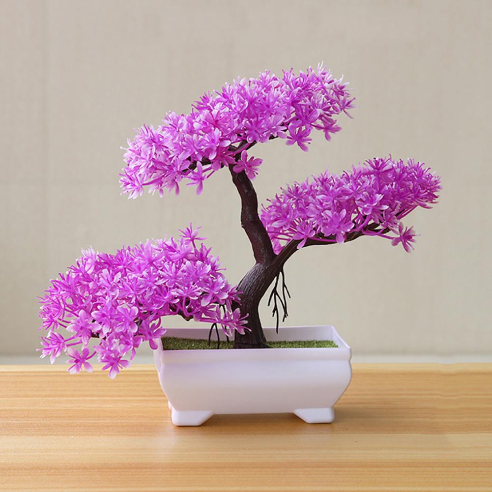 Tabletop Colored Faux Mini Pine Tree-Artificial Potted Plant for Home Office Store Display Plastic Low-Maintenance Indoor Decor