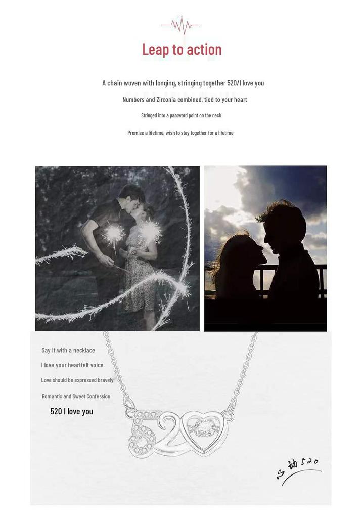Beixi S925 Sterling Silver Pulsating Heart Rhinestone Necklace for Women