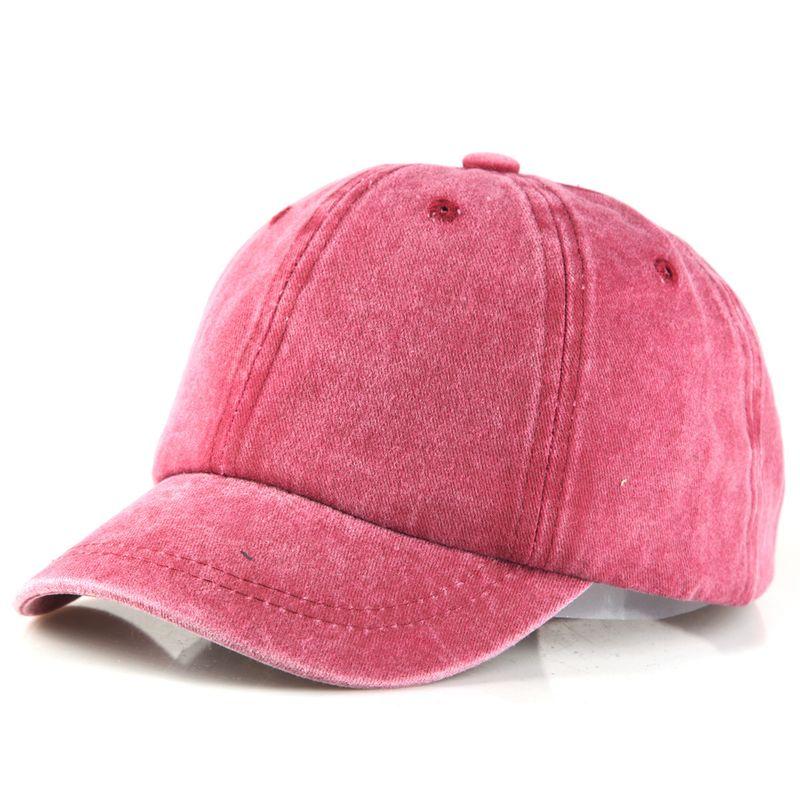 

Washed Pure Cotton Short Brim Baseball Cap Pure Color Light Board Baseball Cap Female Male Casual Peaked Cap Korean Style Hat Distressed Burgundy