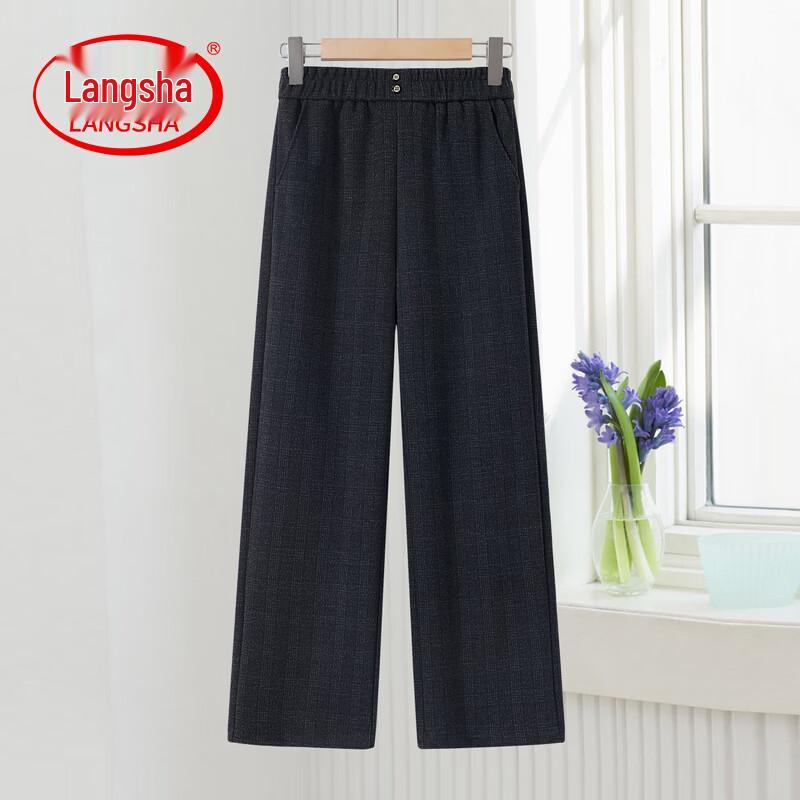 LangSha Women s Plaid Straight-Leg Casual Pants 2XL