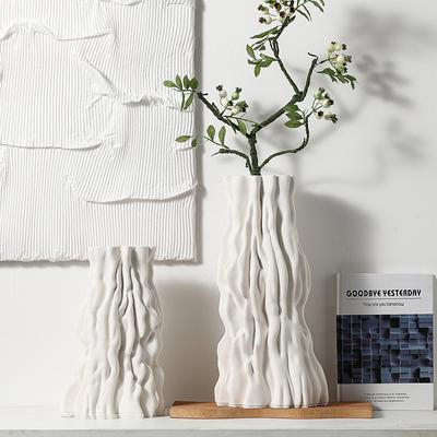 Ceramic Vase Abstract Irregular Trunk Fold Pattern Flower Vase Floral Arrangement Accessories Home Decoration Accessories