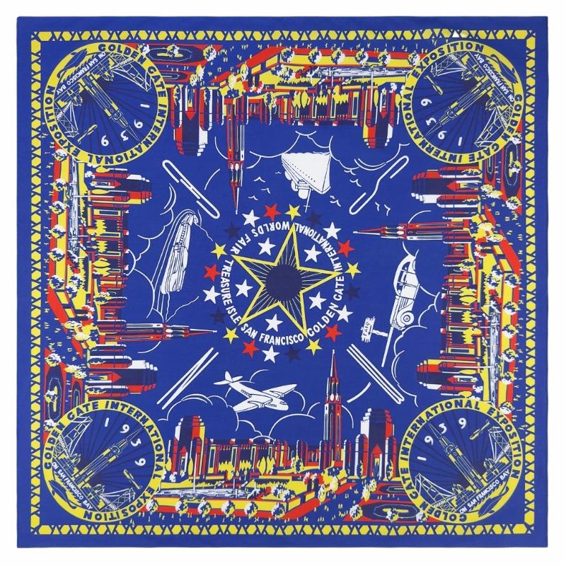 21'' Golden Gate Pattern Bandana Head Scarf for Women Men Square Turban Head Scarf Punk Head Wrap Headwear