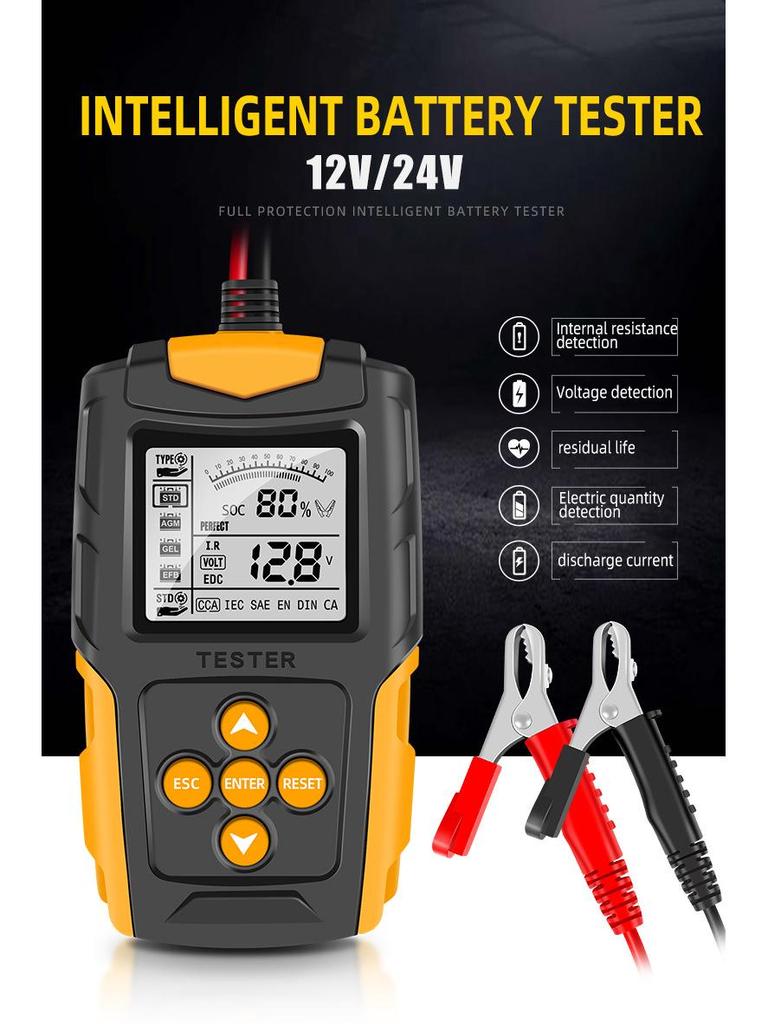 E-FAST Digital Car Battery Tester 12V/24V with Internal Resistance Measurement
