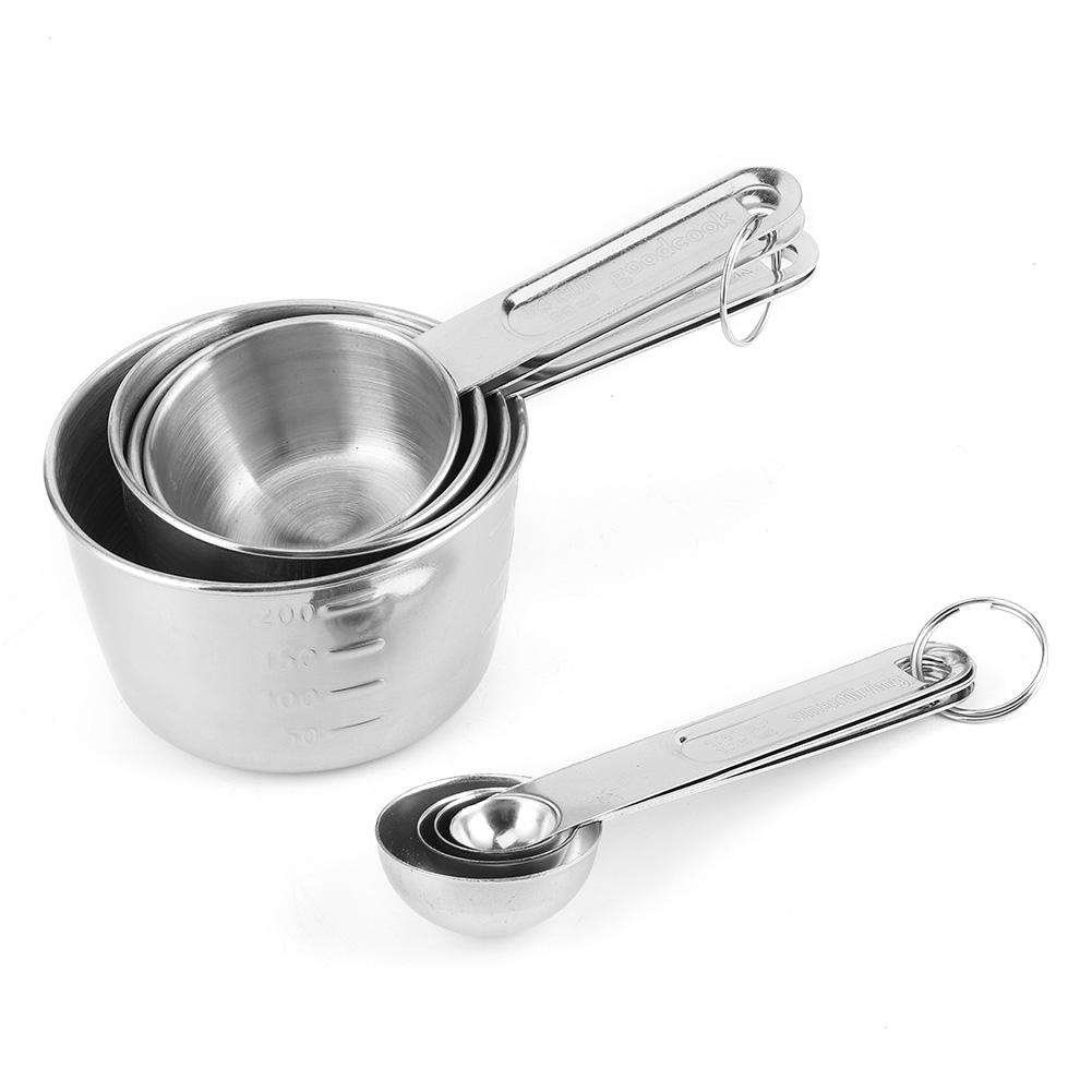 8Pcs Set Stainless Steel Measuring Spoon Cup Kit with Scales Household Kitchen Baking Tools