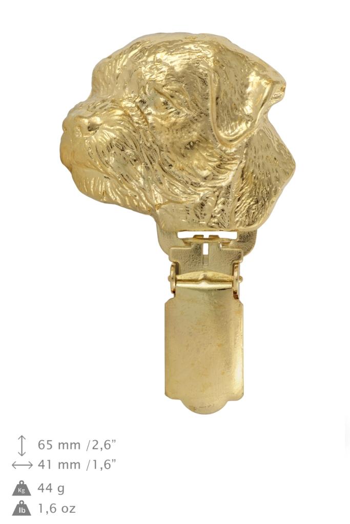 Border Terrier – Brooch with a clip, gold-plated holder for a race number | Art-Dog