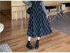 Plus Size Plaid Two-Piece Look Dress - Spring 2026 Slimming Long-Sleeved Waist-Cinched Skirt for Women
