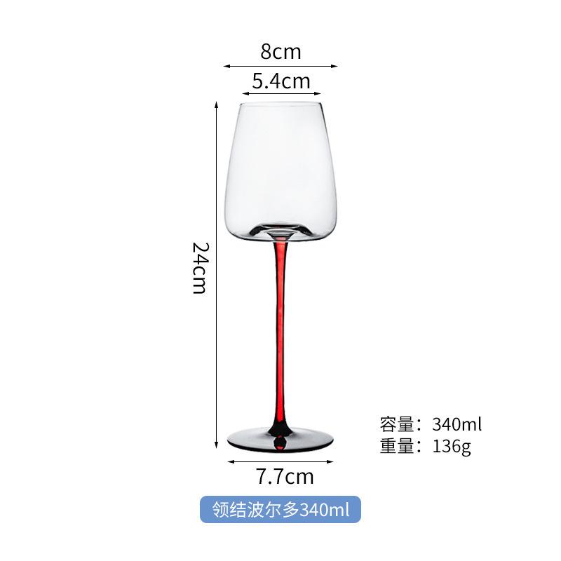 Black and red tie Burgundy wine glass wine light luxury high-end luxury red rod wine glass