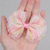 2Pcs Macaron Colors Bow Hair Clips Sweet Chiffon Mesh Hairpin Colorful Stripes Barrette For Girls Kids Headwear Hair Accessories