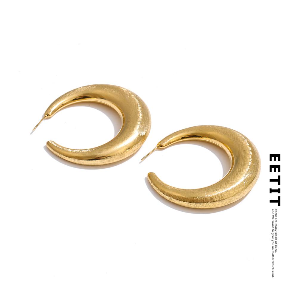 Eetit Daily Stainless Steel C Shape Huggie Earrings for All Occasions 18K Golden Plated Minimalist Versatile Casual Jewelry
