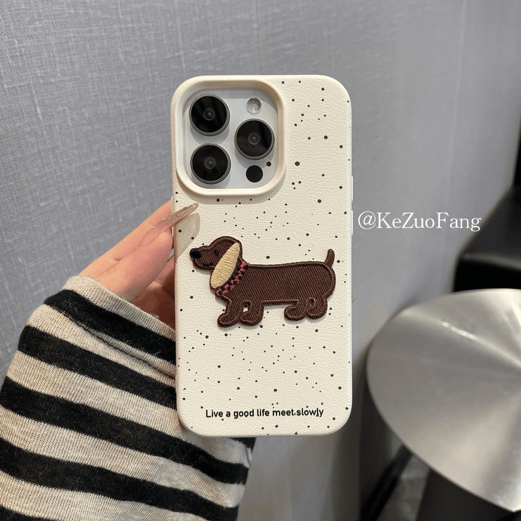 Three dimensional Dachshund Dog Suitable for IPhone16promax Apple 14 Mobile Phone Case 13 Women's Model 12 Soft 11 15plus