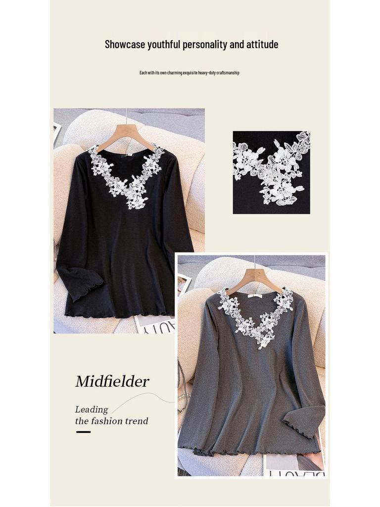 Plus Size Women's Long Sleeve Knitwear Top, Sizes 130-300 Jin - Sweet, Slimming Base Layer or Outerwear