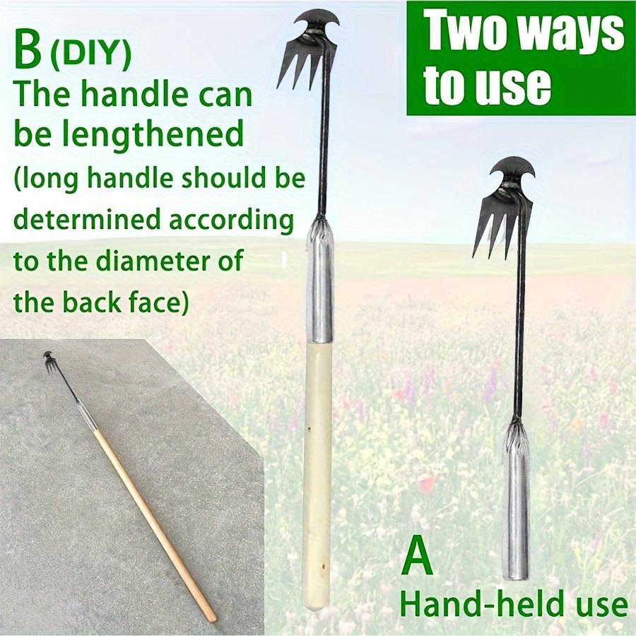 1pc Small Weed Puller With 4 Teeth, Gardening Hand Tools, Weed Remover Tool For Yard Ergonomic Weeder Tool (The Handle Can Be Lengthened By Yourself)