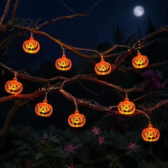 Battery Operated LED Lights Halloween String Lights, 10/20 Spooky Pumpkin Ghost Fairy Light, Portable Props for Indoor Outdoor Home Yard Patio