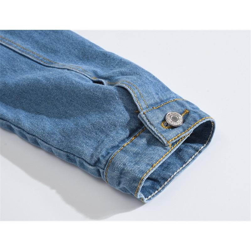 Men's Winter Plus Size Light Color Lamb Wool Denim Coat Slim Fit Thickened Fleece Jacket Warm Outerwear