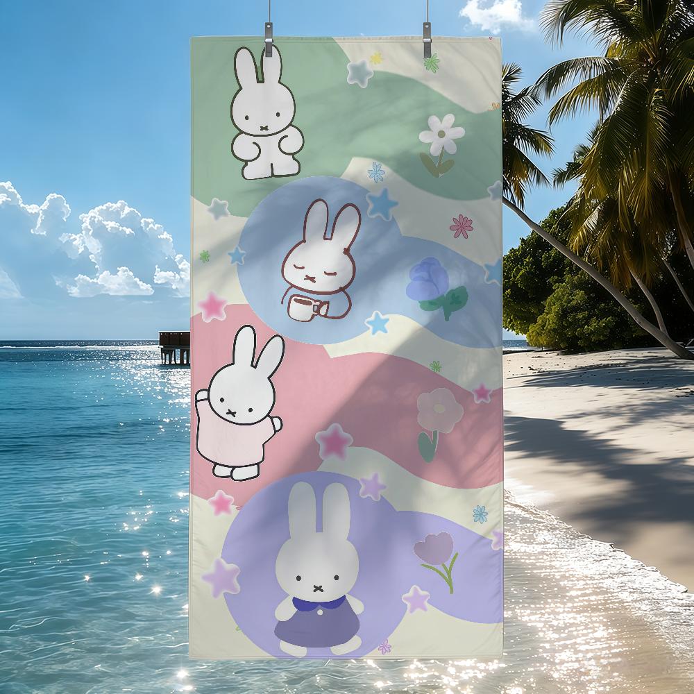 Cartoon M-Miffy Towel Quick Drying Beach Towels Are Suitable For Swimming Pools Camping Yoga And The Gym