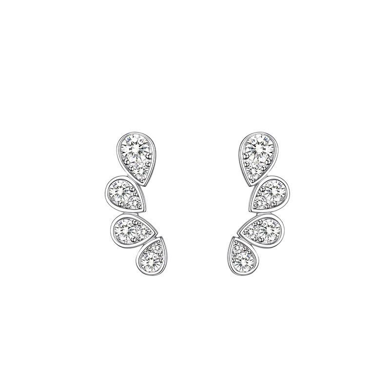 

Посеребренные серьги-гвоздики S925 Корейская драма того же темперамента с бриллиантами, серьги-вееры с бриллиантами, серьги-гвоздики с бриллиантами