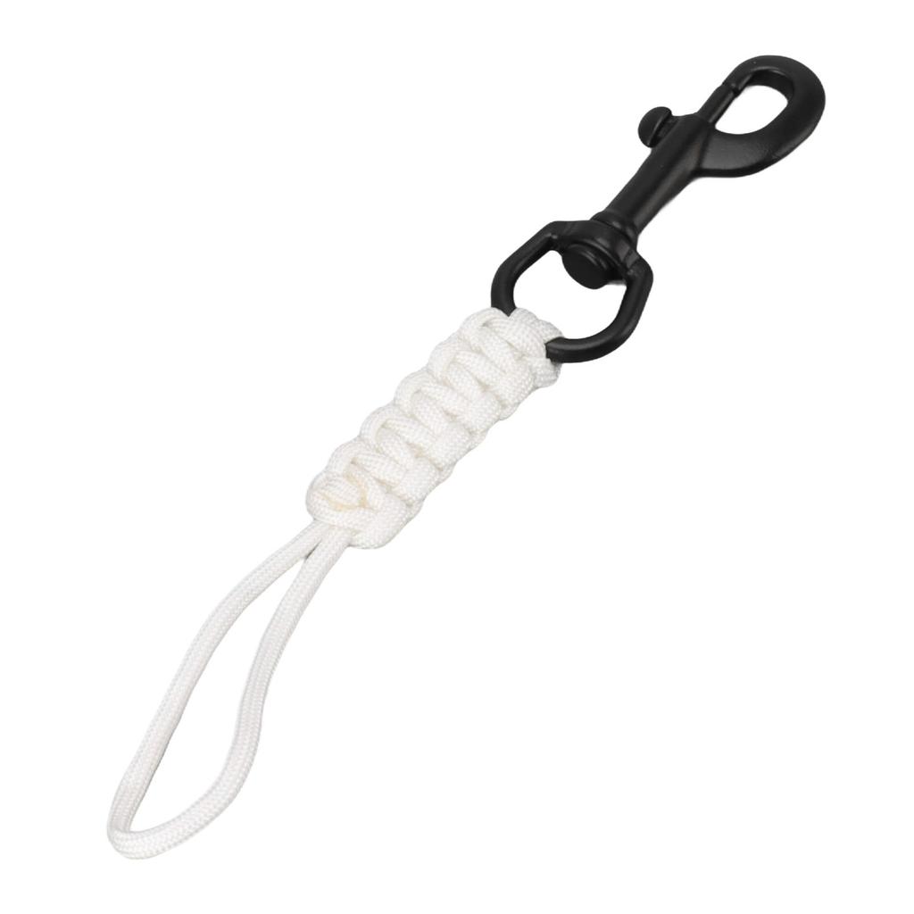Hand Woven Diving Lanyard Anti Lost Strap Underwater Safety Rope with Stainless Steel Clip White