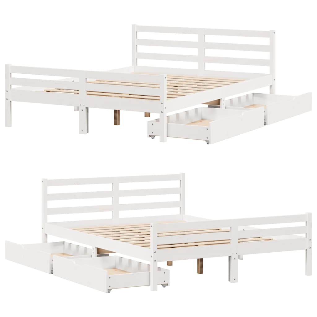 Solid Wood Bed without Mattress White 135 x 190 cm Pine Wood