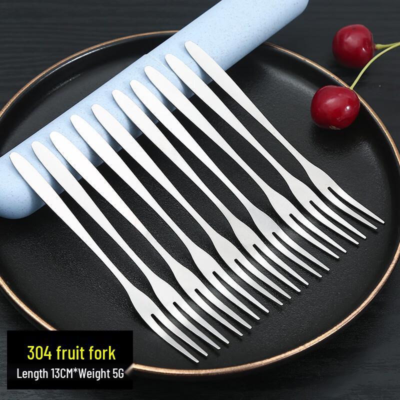 Mansou Stainless Steel 2-Prong Fruit Forks - 10-Pack