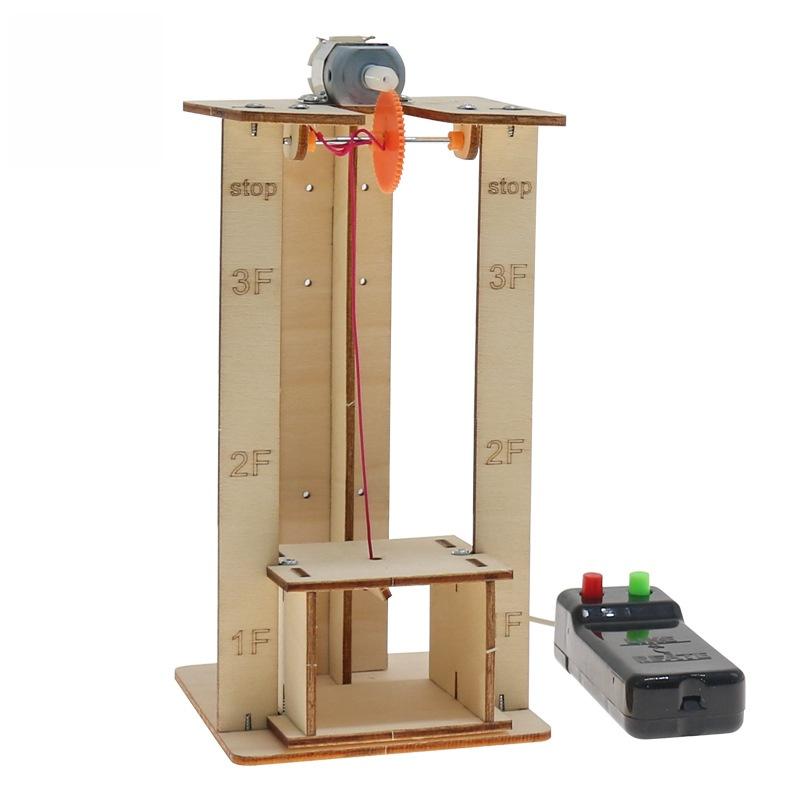 1 Set Science School Projects Diy Electric Remote Control Lift Elevator Wooden Model Kit Experiment Science Toys For Kids