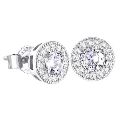 Round Earrings for Women and Earrings for Both CZ Cool Gift KRKC&CO Men, Ears, Diamond, Zirconia, Silver, Unisex, Accessories, Birthday, Anniversary,