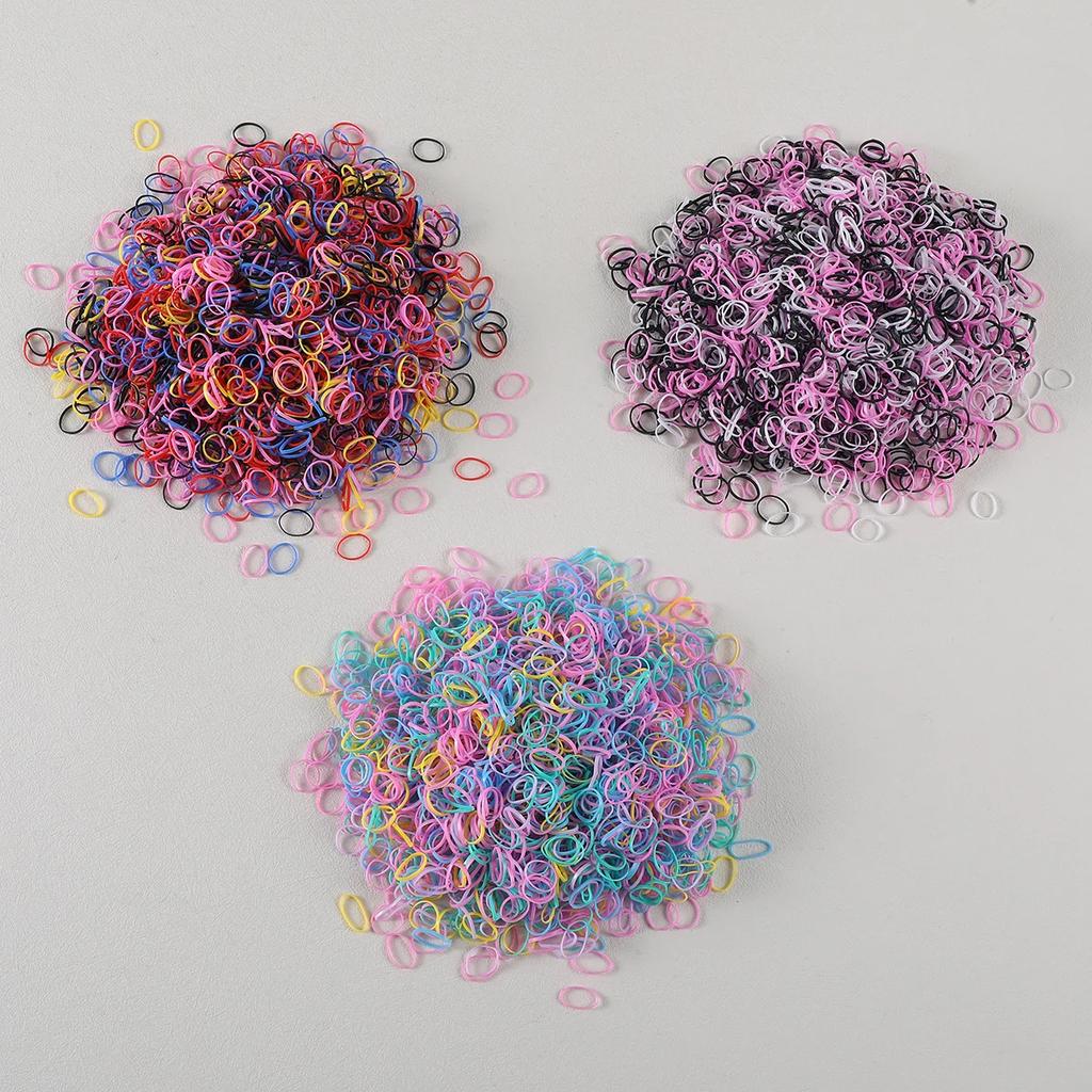 1500PCS Girls Colorful Small Disposable Rubber Band Hair Ties Headband Children Ponytail Holder Bands Kids Hair Accessories
