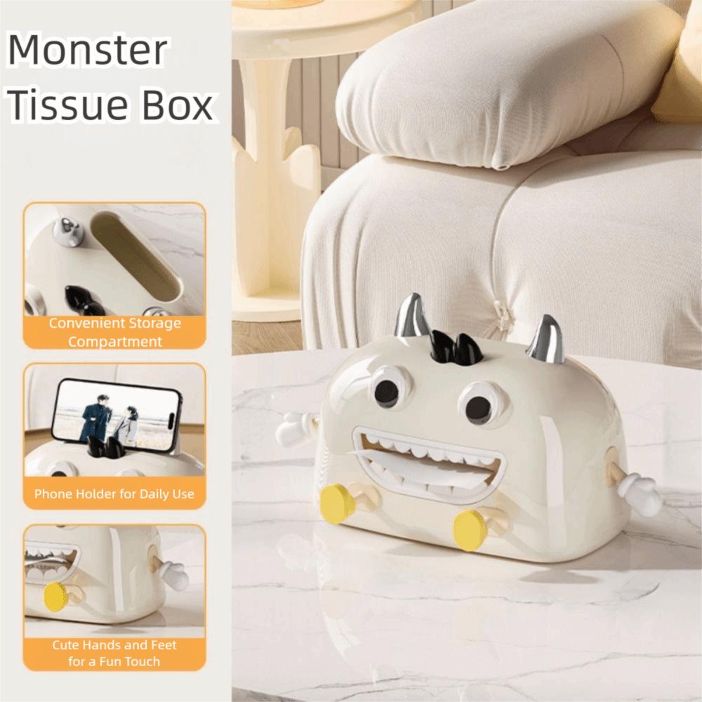 Cute Desktop Tissue Case with Phone Holder Facial Tissue Holder Cartoon Tissue Box  Entrance Hall