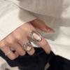 Silver Color Water Drop Ring Adjustable Minimalist Ring Elegant Transparent Crystal Rings  Jewelry