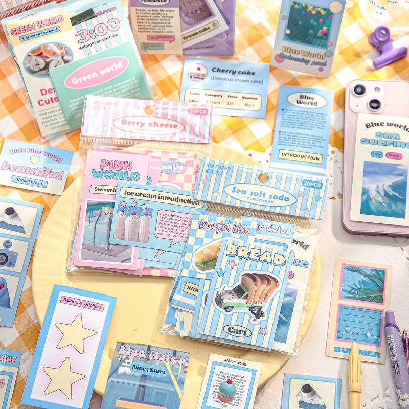 

Mr. Paper Cute Korean Candy Series Sticker Pack: Soft Card, Notebook, and Decoration Stickers, 4 Styles