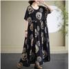 Kortärmad Plus size bomull vintage blommig ny i klänningar för kvinnor avslappnad lös lång sommarklänning