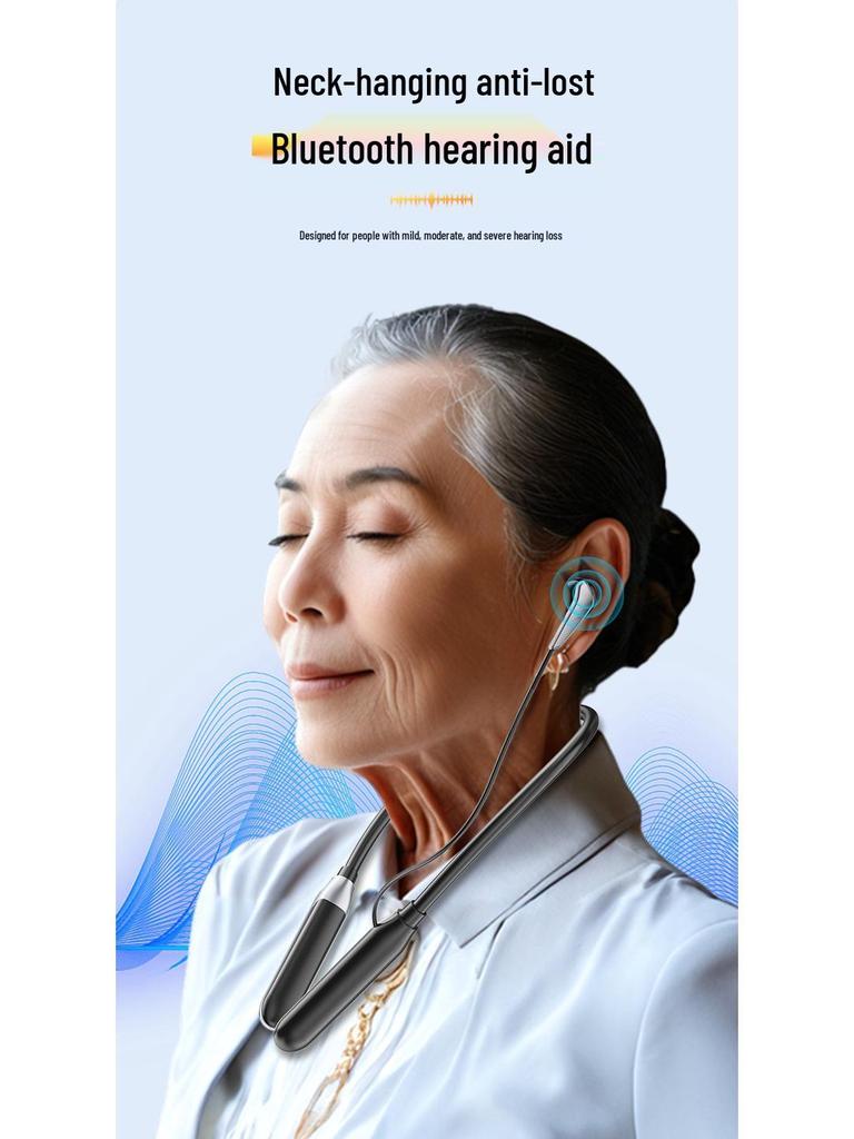 Q80 High-End Neckband BTE Hearing Aid for Elderly & Youth, Large Battery, Anti-Loss, Bluetooth Noise Reduction