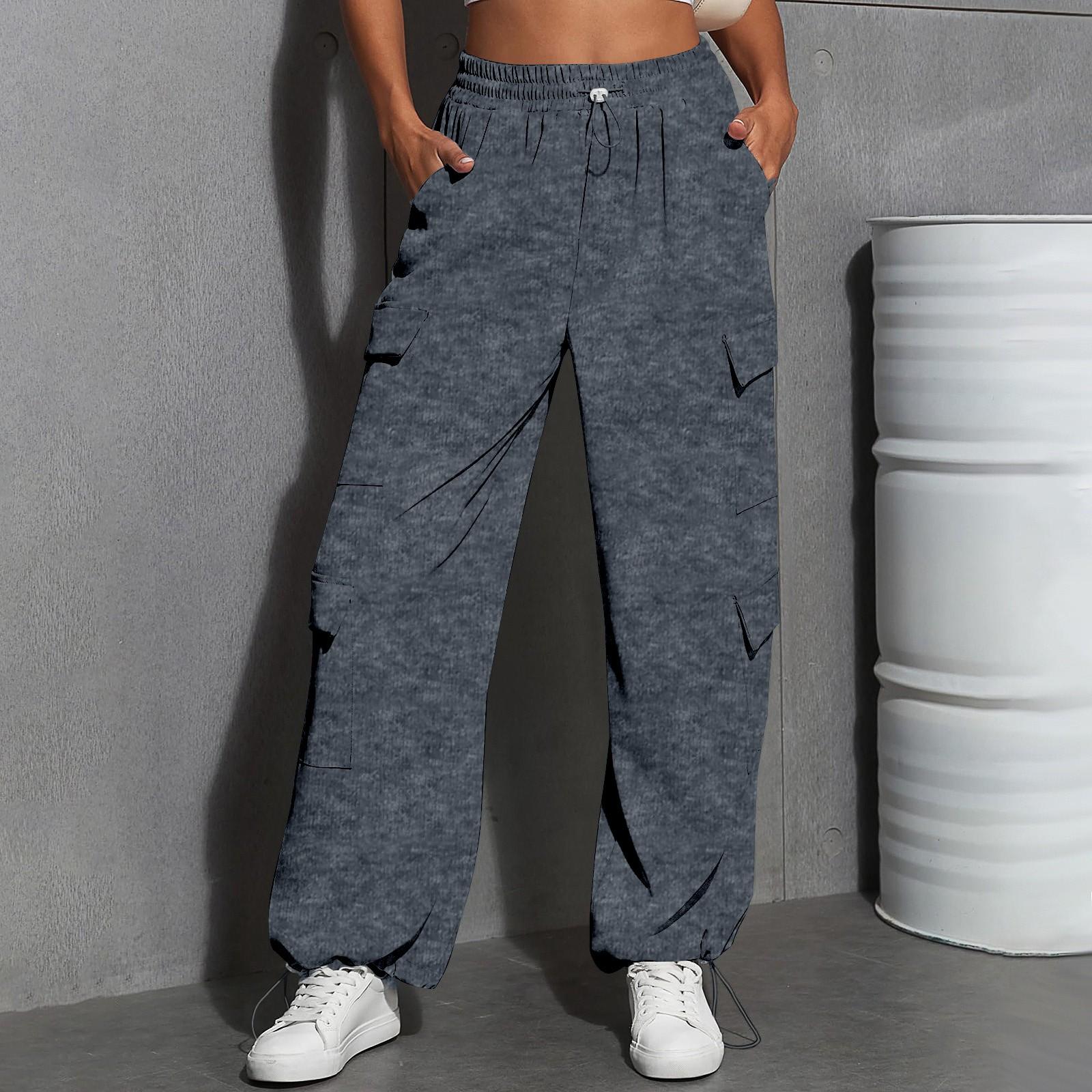 

Женские модные спортивные однотонные повседневные спортивные штаны с карманами и брюками XXL