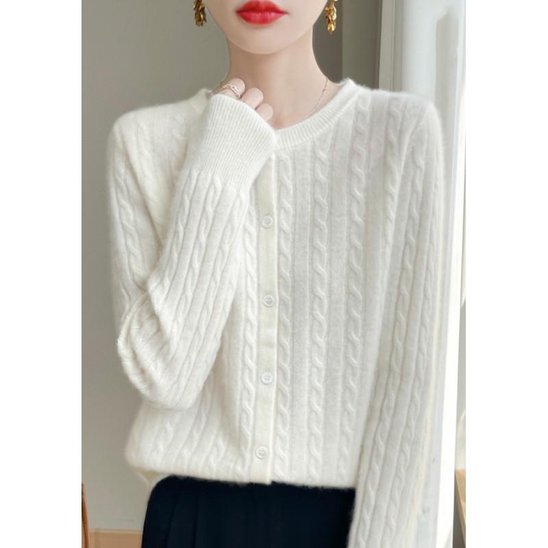 Cardigans Femme Automne Hiver Col O Pull Uni Printemps Manches Longues Tricot Simple Boutonnage Hauts Doux