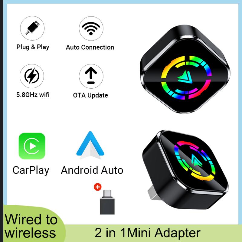NEW Wireless Carplay Adapter Android Auto 2in 1 Smart Dongle WIFI For Android Phone For Volvo Benz Mg Kia Chery VW