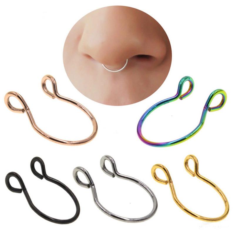 1pcs C Shaped Fake Nose Ring Hoop Septum Rings Stainless Steel Nose Piercing Fake Piercing Oreja Pircing Jewelry  Hot New