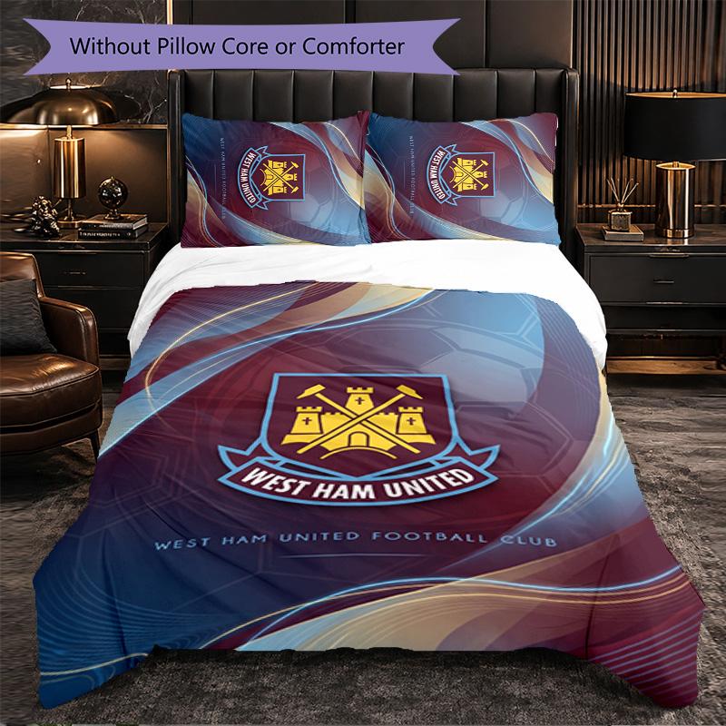 West Ham United Calcio Set Biancheria da Letto 3 Pezzi Morbido Set Copripiumino con Federe Set Decorazione Camera da Letto per la Casa