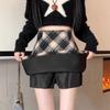 Korean Style Retro Plaid High-Waist Wool A-Line Skirt for Women - 2024 Autumn/Winter Collection