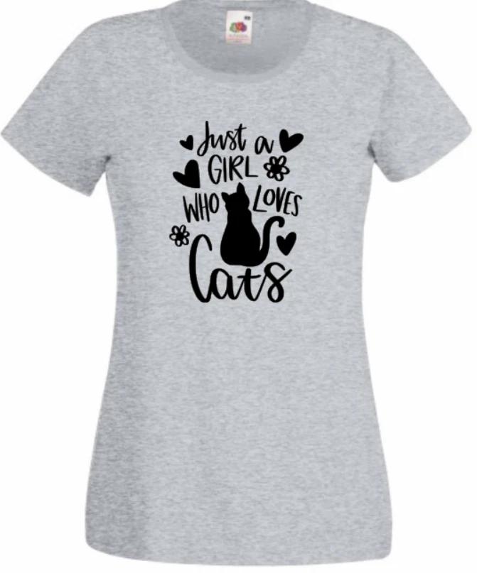 

Just a girl who loves cats grey cotton FOTL kids Cat top t shirt UK 140