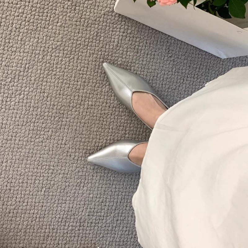 Pointed Toe Flats Woman Shoes 2024 Trend Shallow Elegant Designer Shoes Autumn New Dress Cozy Shoes Mature Lady Mujer Zapatos