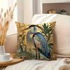 2D Flat- Vintage Golden Heron Print Square Throw Pillow Case Home Decor Cushion Cover For Sofa Bedroom Living Room