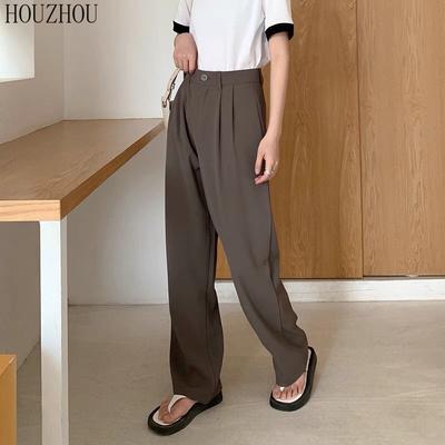 HOUZHOU Suit Pants Women Drape High Waist Spring Trousers Casual Mopping Loose Office Lady Classic Wide Leg Pants