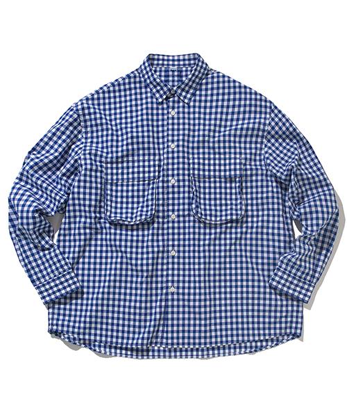 Softer Gingham Wide Shirt (Blue) M