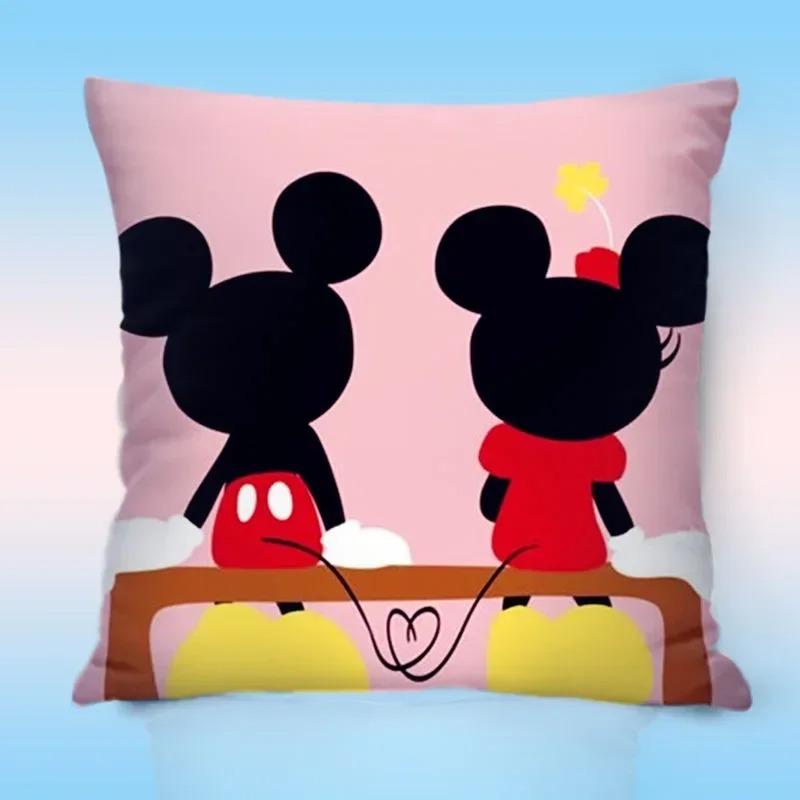 

Home Decor Mickey & Minnie Cartoon-Printed Pillow Covers Pattern Cushion Cover Suitable For Sofa Bedroom Car Pillow Cover 16x16Inch
