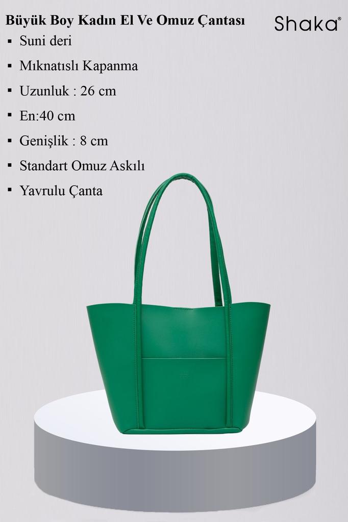 Women's Stylish and Useful Shoulder Bag Blue Shk80 Faux Leather Large Size Arm and Shoulder Bag with Front Pocket and Snap Makeup Bag L:26E:40W:8C