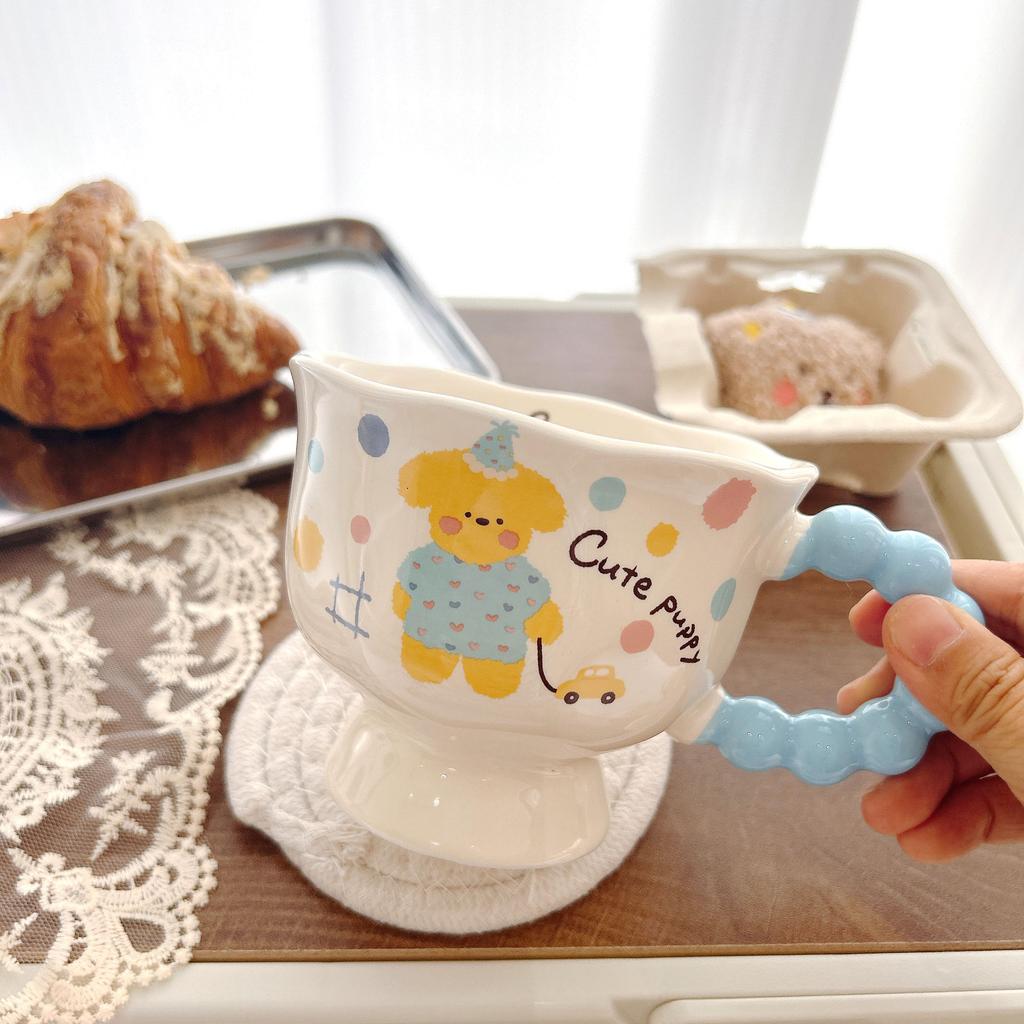 Creative Cute Household Water Cup Goblet Mug Cartoon Milk Cup High Value Ceramic Cup Couple