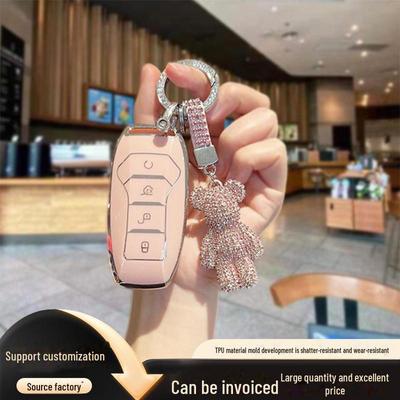 BYD Song Plus Key Cover & Diamond Bear Pendant Keychain