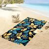 Golden and Blue Leaf Pattern Towel Beach towel quick-drying for travel outdoor sports jogging beach and swimming