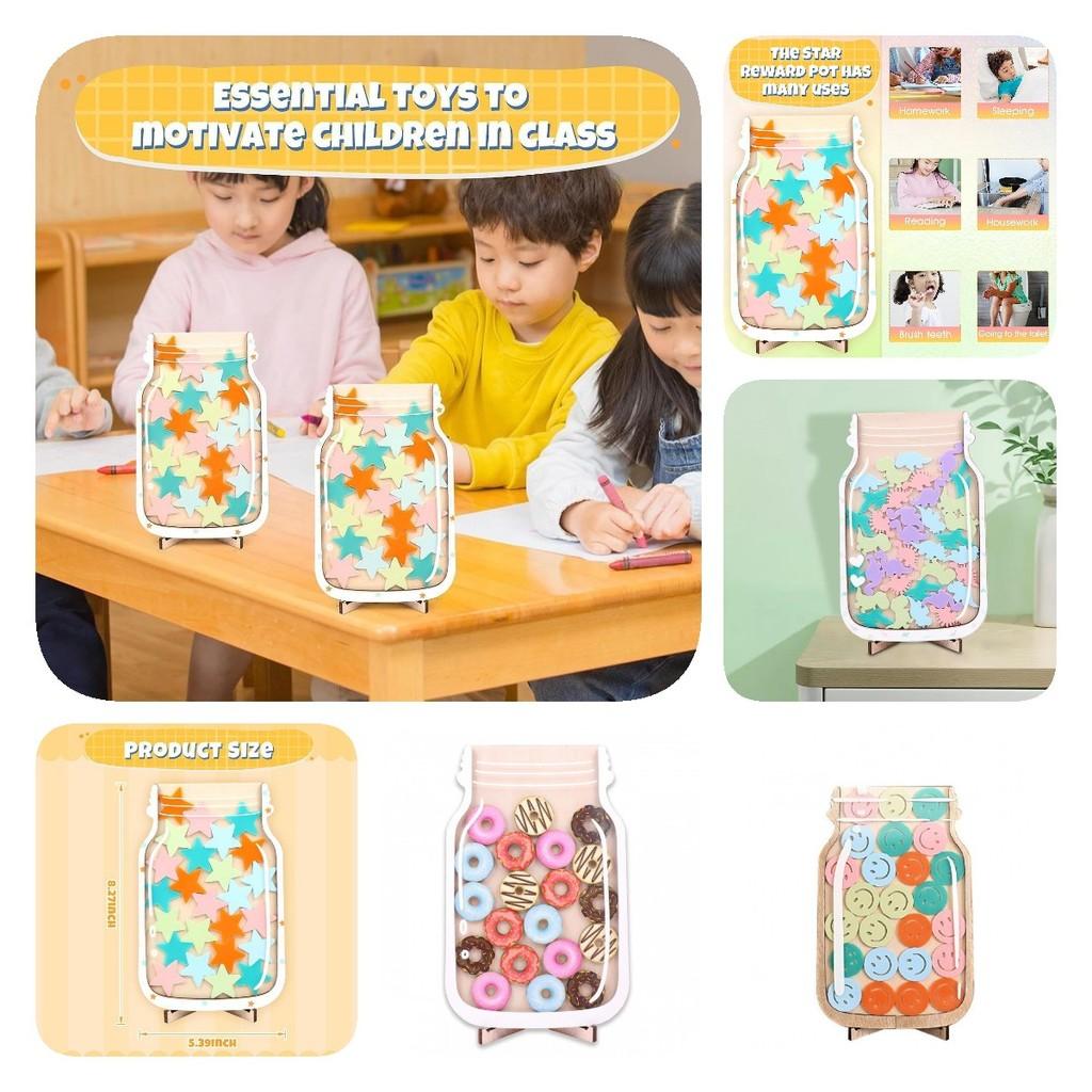Reward Star Jar Incentive Jar Responsibility Wooden Routine Training Gift Kids