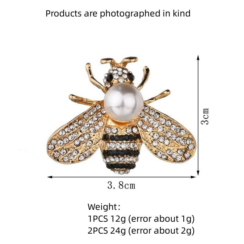 2PCS Gold-color and Silver-plated Brooches Anti-glare Bees Imitation-pearl Pins Hundreds of Clothing Cartoon Corsages